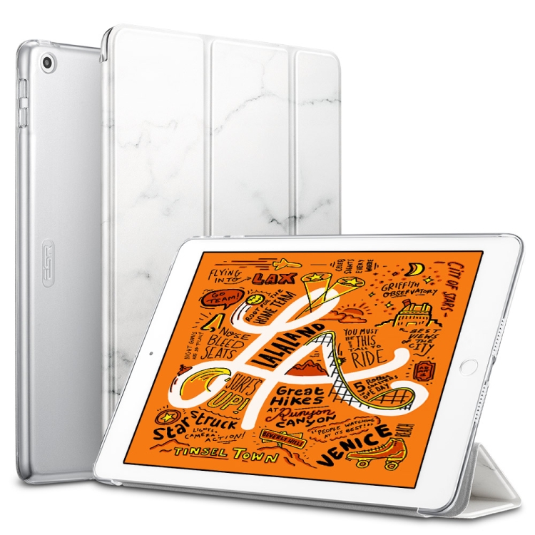 

ESR Marble Series PC + PU Leather Case for iPad Mini 2019, with Three-folding & Sleep / Wake-up Function (White)