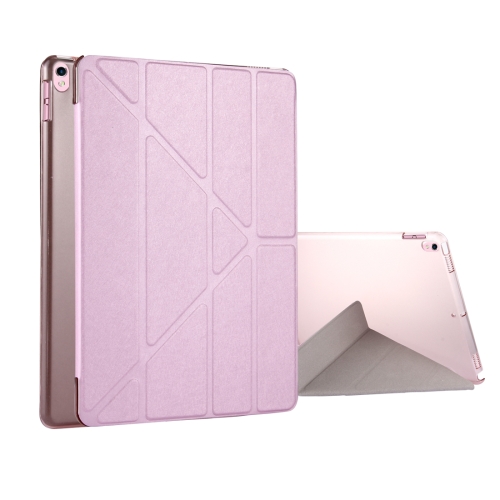 

For iPad Pro 10.5 inch Silk Texture Horizontal Deformation Flip Leather Case with 4-folding Holder & Sleep / Wake-up(Pink)