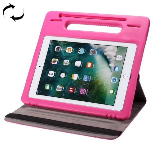 

360 Degree Rotation Leather Case + Removable EVA Bumper Protective Cover for iPad 10.2 / iPad Air 10.5 （2019） / iPad Pro 10.5 inch, with Handle & 3 Gears Holder & Sleep / Wake-up(Magenta)