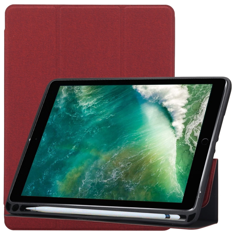 

Cloth Texture Pattern Horizontal Flip Leather Case for iPad Pro 10.5 inch ,with Three-folding Holder & Pen Slots (Red)