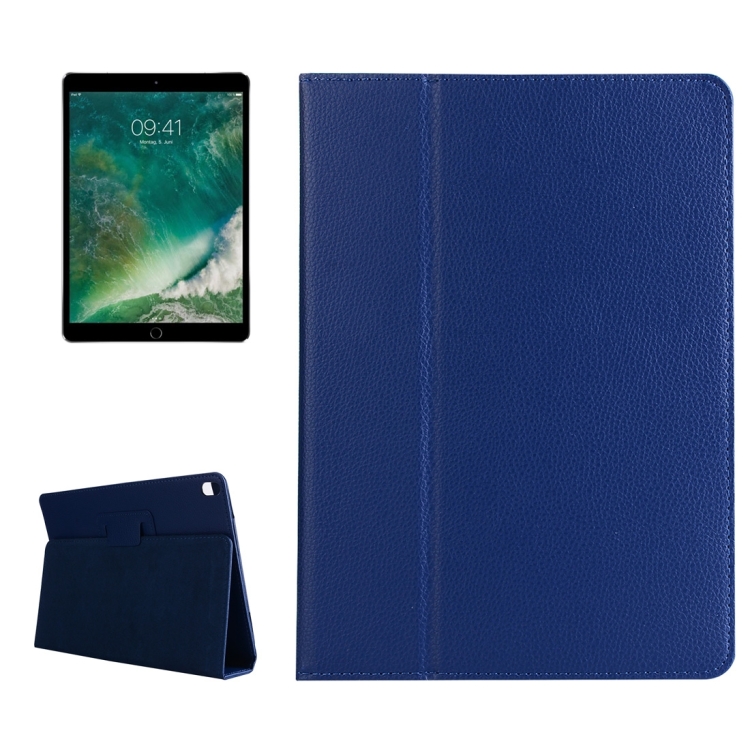 

For iPad Pro 10.5 inch Litchi Texture 2-fold Horizontal Flip Leather Case with Holder(Blue)