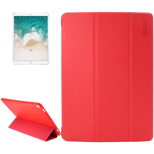 

ENKAY for iPad Pro 10.5 inch Lambskin Texture + Silicone Bottom Case Horizontal Flip Leather Case with Three-folding Holder & Sleep Function(Red)