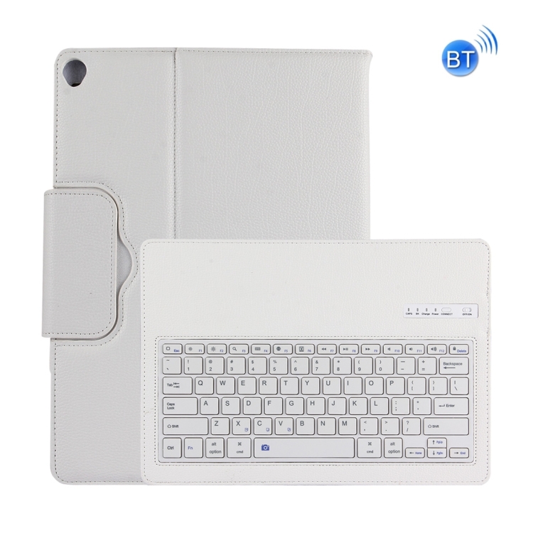

For iPad Pro 12.9 inch (2017) Detachable Bluetooth Keyboard + Litchi Texture Horizontal Flip Leather Tablet Case with Holder (White)