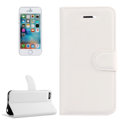 

For iPhone 5 & 5s & SE Litchi Texture Horizontal Flip Leather Case with Holder & Card Slots & Wallet(White)