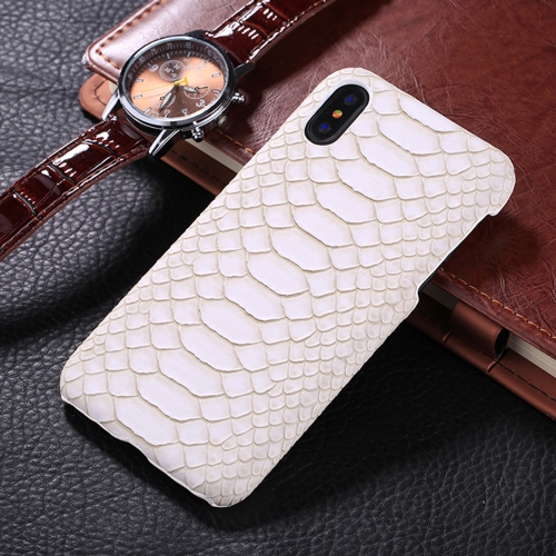 

For iPhone X / XS Snake Skin Texture Paste Protective Back Cover Case(White)