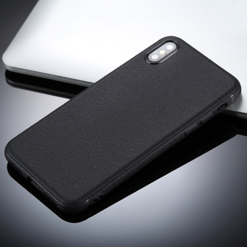 

For iPhone X / XS Litchi Texture TPU Protective Soft Back Case (Black)
