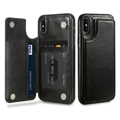 

FLOVEME for iPhone X / XS Crazy Horse Texture Horizontal Flip Leather Protective Case with Card Slots & Holder(Black)