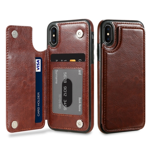 

FLOVEME for iPhone X / XS Crazy Horse Texture Horizontal Flip Leather Protective Case with Card Slots & Holder(Coffee)