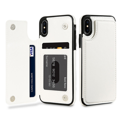 

FLOVEME for iPhone X / XS Crazy Horse Texture Horizontal Flip Leather Protective Case with Card Slots & Holder(White)
