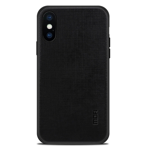 

MOFI for iPhone X Anti-slip Full Coverage PC + TPU + Cloth Protective Back Cover Case(Black)