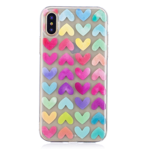 

Color Heart Pattern Soft TPU Case for iPhone X / XS