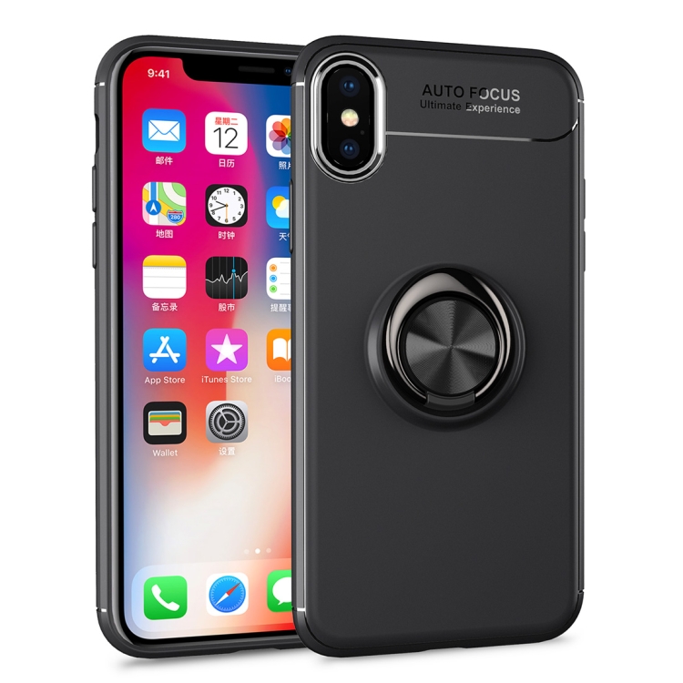 

Metal Ring Holder 360 Degree Rotating TPU Case for iPhone X / XS (Black)