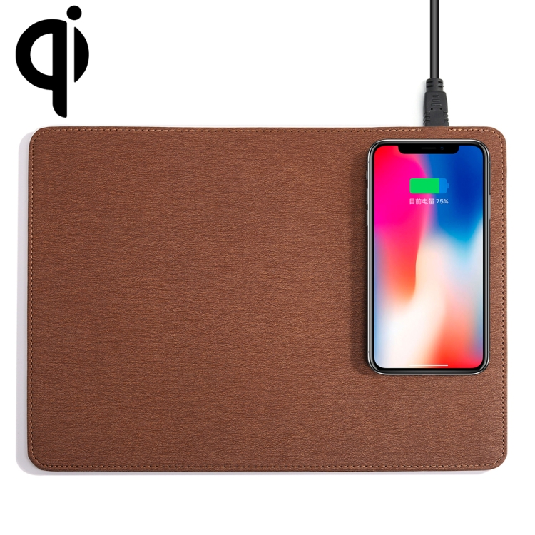 

POFAN M-04+ 5V/1.5A & 9V/1.2A PU Mobile Phone Qi Wireless Fast Charger Charging Mouse Pad Mat, For iPhone, Galaxy and Other QI Standard Smart Phones(Brown)