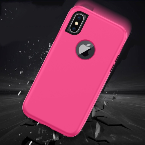 

3 in 1 Solid Color Combination Case for iPhone X / XS(Rose Red)