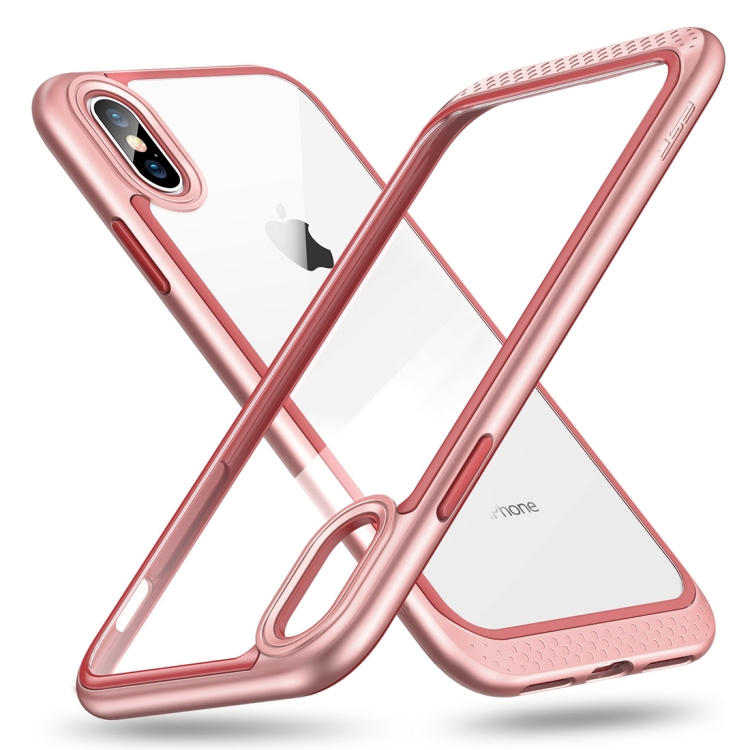 

ESR Bumper Hoop Lite Series PC + TPU Solid Frame Transparent Case for iPhone X(Rose Gold)
