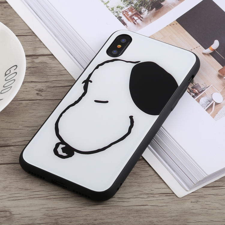 

Fashion Pattern Glass Case For iPhone X(Smiling Snoopy)