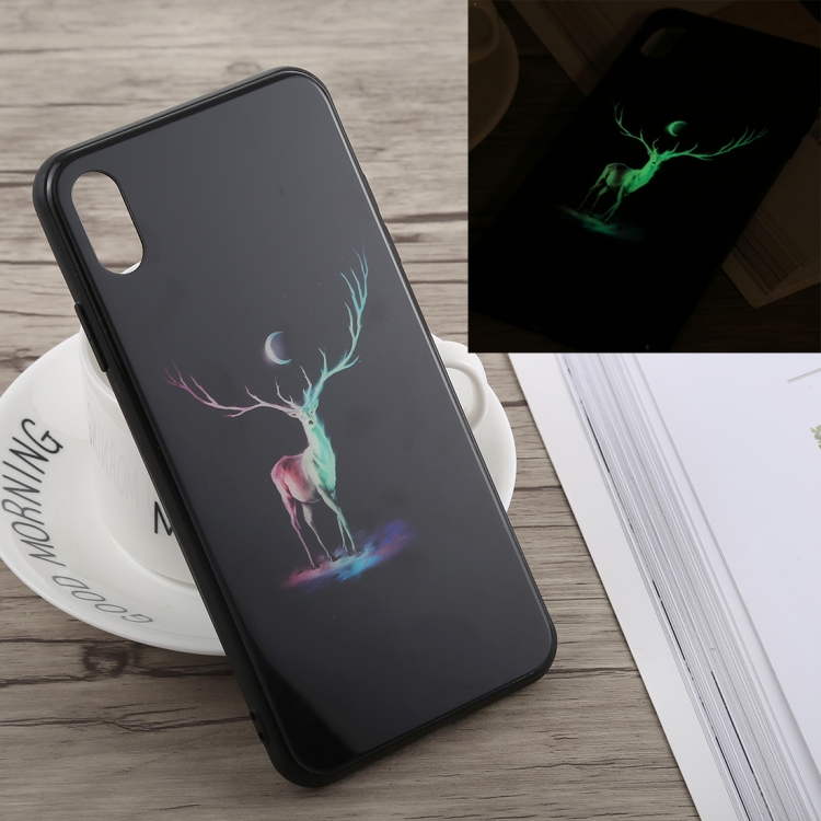 

Luminous Pattern Glass Case for iPhone X (Colored Deer)