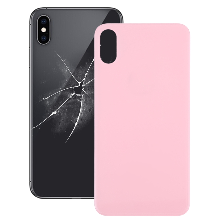 

Easy Replacement Big Camera Hole Glass Back Battery Cover for iPhone X / XS(Pink)