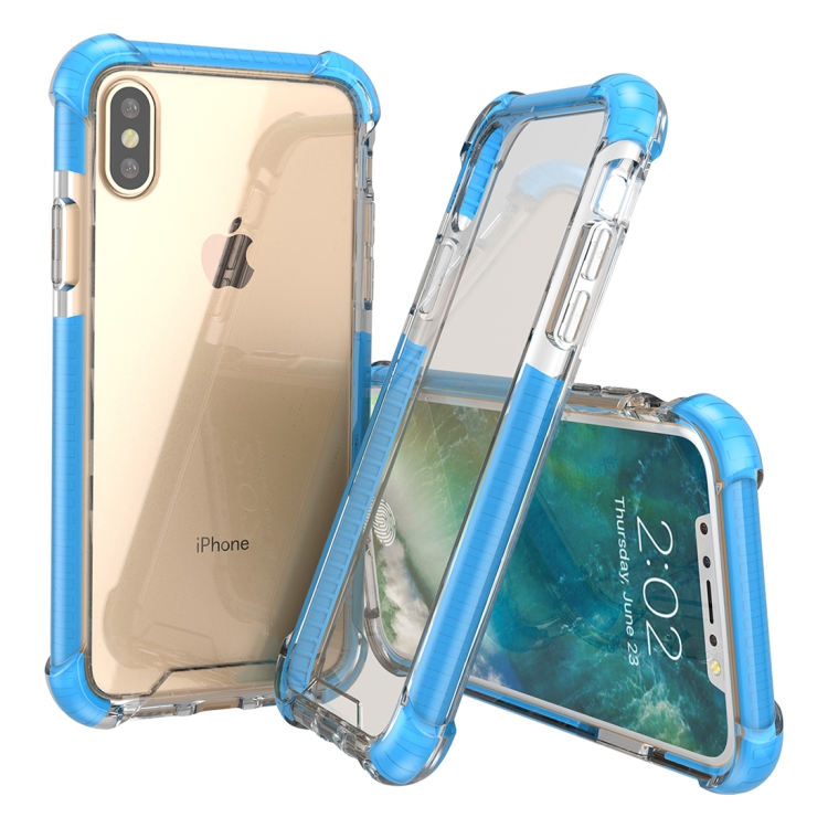 

For iPhone X / XS PC + TPU Drop-proof Protective Back Cover Case (Blue)