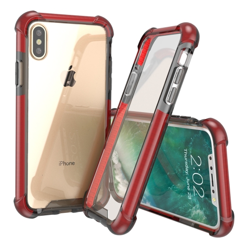 

For iPhone X / XS PC + TPU Drop-proof Protective Back Cover Case (Wine Red)