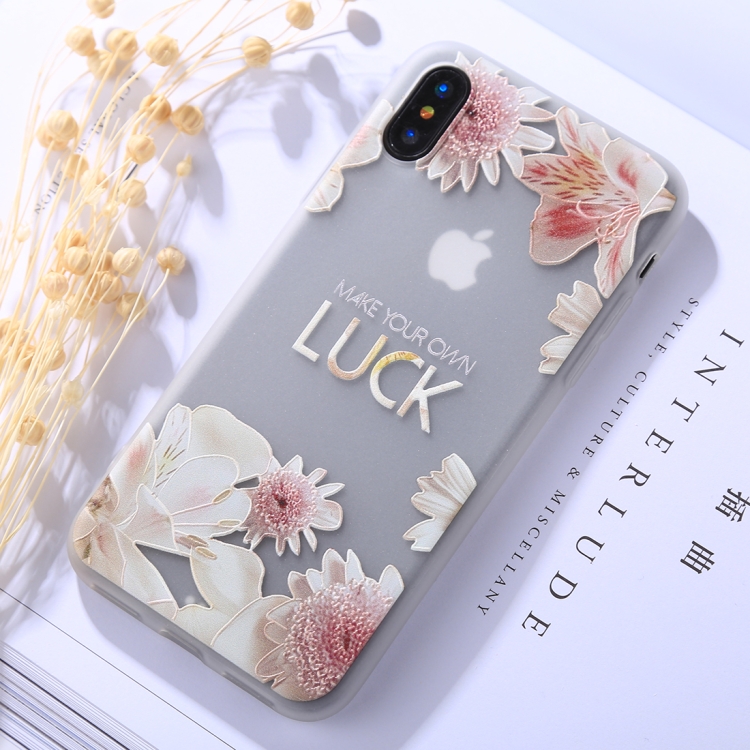 

For iPhone X Embossment LUCK Daisy Pattern Soft TPU Protective Case