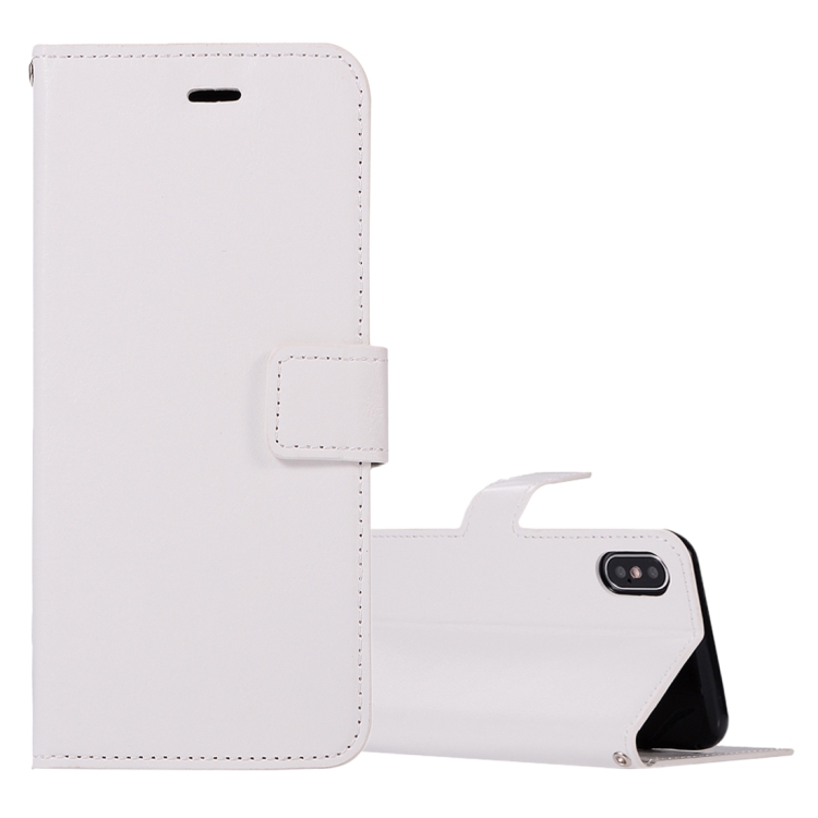 

For iPhone X / XS Crazy Horse Texture Horizontal Flip Leather Case with Holder & Card Slots & Wallet & Photo Frame(White)