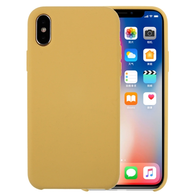 

Pure Color Liquid Silicone + PC Dropproof Protective Back Cover Case for iPhone X / XS(Yellow)