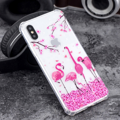 

Cherry Blossom Flamingo Pattern Oil Embossed TPU Case for iPhone X / XS