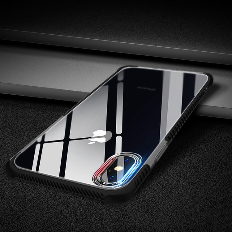 

TPU + TPE Shockproof Transparent Protective Case for iPhone X / XS (Black)
