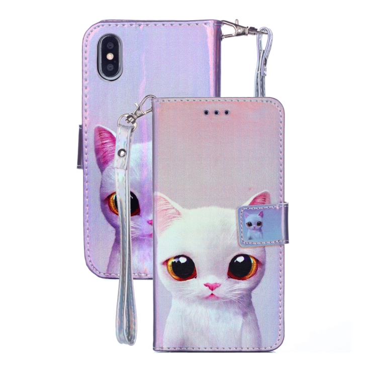 

Horizontal Flip Blue-ray Leather Case for iPhone X, with Holder & Card Slots & Wallet