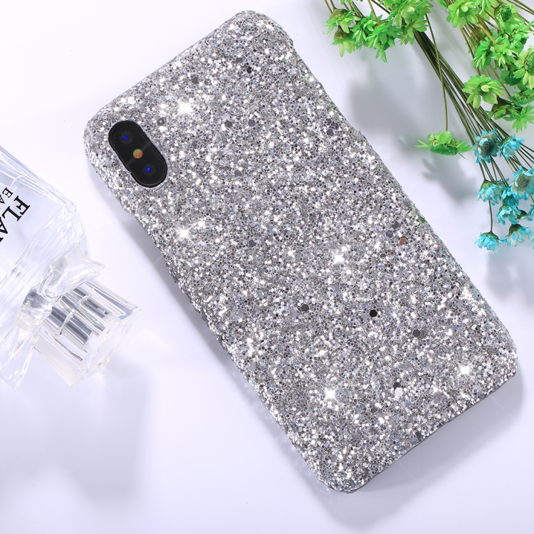 

For iPhone X / XS Colorful Sequins Paste Protective Back Cover Case (Silver)