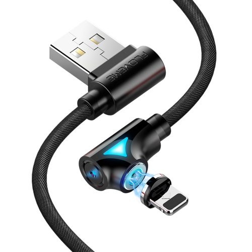

FLOVEME 1m 2A Output 360 Degrees Casual USB to 8 Pin Double Elbow Port Magnetic Charging Cable with LED Indicator, For iPhone XR / iPhone XS MAX / iPhone X & XS / iPhone 8 & 8 Plus / iPhone 7 & 7 Plus / iPhone 6 & 6s & 6 Plus & 6s Plus / iPad (Black)