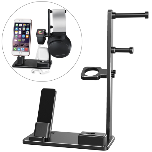 

6 in 1 Aluminum Alloy Charging Dock Stand Holder Station for Headphones, AirPods, iPad, Apple Watch, iPhone(Black)