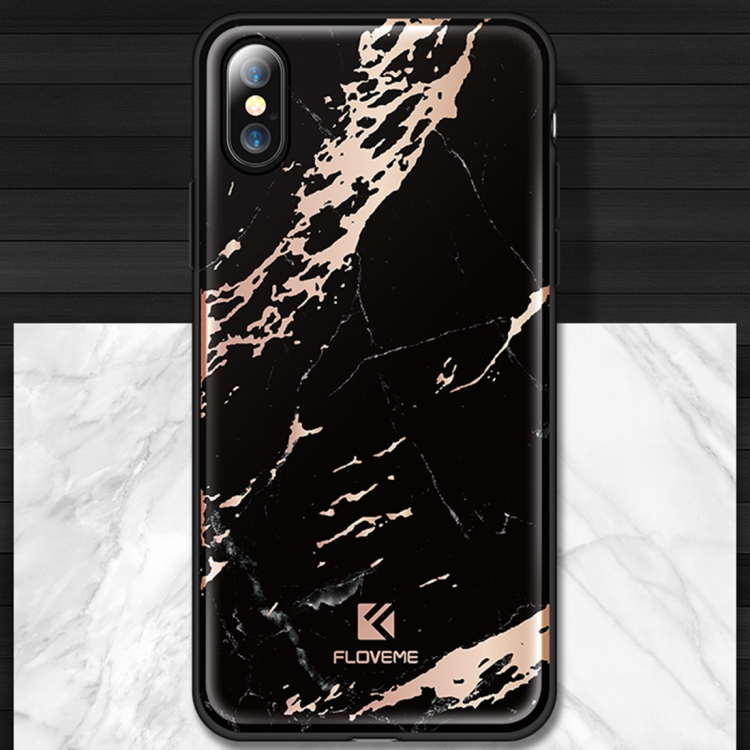 

FLOVEME for iPhone X / XS Black Gold IMD Marble Pattern TPU + PC Protective Back Case