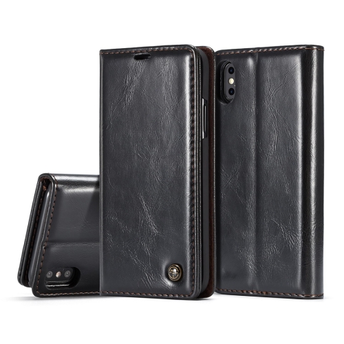 

CaseMe-003 for iPhone X / XS PU + PC Business Style Crazy Horse Texture Horizontal Flip Leather Case with Holder & Card Slots & Wallet(Black)