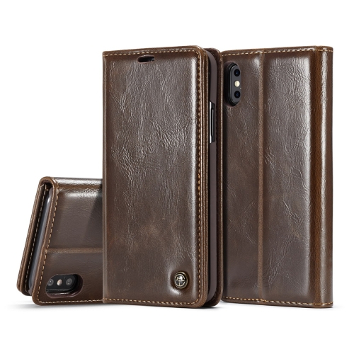 

CaseMe-003 for iPhone X / XS PU + PC Business Style Crazy Horse Texture Horizontal Flip Leather Case with Holder & Card Slots & Wallet(Brown)