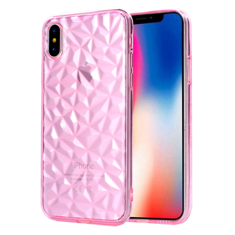 

3D Diamond Texture TPU Case for iPhone X / XS (Pink)