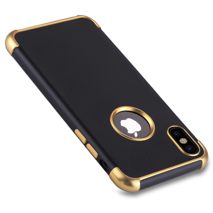 

For iPhone X / XS Electroplating Soft TPU Protective Back Cover Case(Black + Gold)