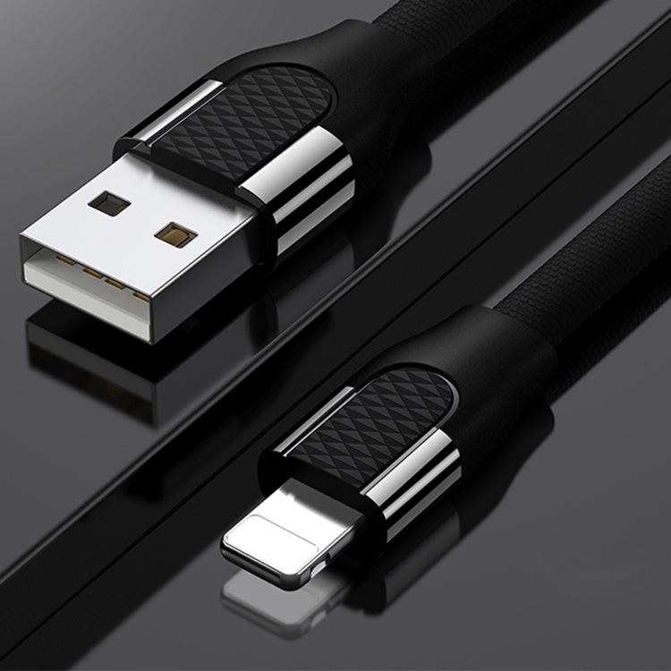 

JOYROOM S-M359 1m 2.4A USB to 8 Pin U Shape Aluminum Fast Charging & Data Flat Cable, For iPhone XR / iPhone XS MAX / iPhone X & XS / iPhone 8 & 8 Plus / iPhone 7 & 7 Plus / iPhone 6 & 6s & 6 Plus & 6s Plus / iPad(Black)