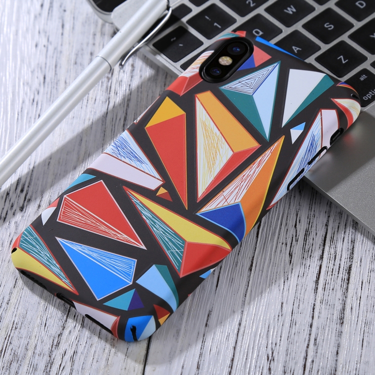 

For iPhone X / XS Painted Luminous Colorful Geometric Figure Pattern Protective Back Hard Case