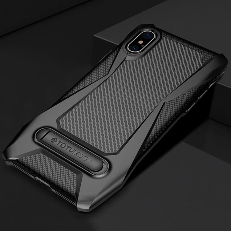 

TOTUDESIGN Super Car Series for iPhone X / XS TPU+PC Protective Back Case with Magnetic Holder (Black)