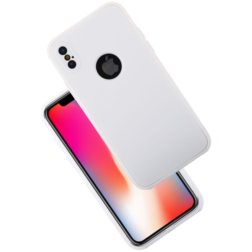 

For iPhone X / XS Pure Color Silicone 360 Full Coverage Protective Back Cover Case(White)