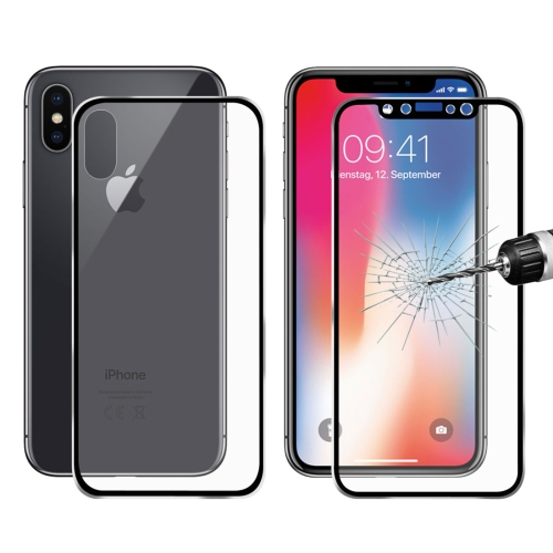 

ENKAY Hat-Prince for iPhone X 0.2mm 9H Surface Hardness 3D Titanium Alloy Edge Full Coverage Front + Back Tempered Glass Screen Protector(Black)