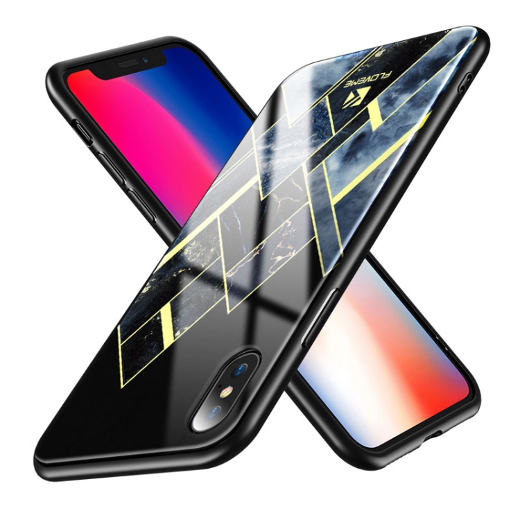 

FLOVEME for iPhone X / XS Black Gold Agate Print PC + TPU Shockproof Protective Back Case