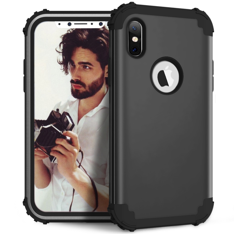 

Diamond Series Electroplating PC + Silicone Protective Case for iPhone X / XS (Black)