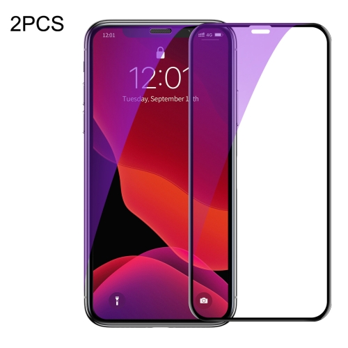

2 PCS Baseus 0.23mm Anti Blue-ray Crack-resistant Edges Curved Full Screen Tempered Glass Film for iPhone 11 Pro / XS / X