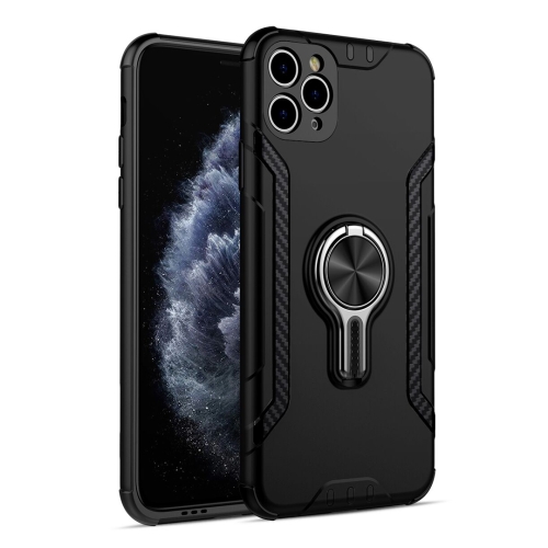 

For iPhone 11 Pro Metal Ring Holder 360 Degree Rotating TPU + PC Protective Case (Black)