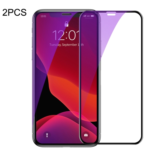 

2 PCS Baseus 0.23mm Anti Blue-ray Crack-resistant Edges Curved Full Screen Tempered Glass Film for iPhone 11 Pro Max / XS Max