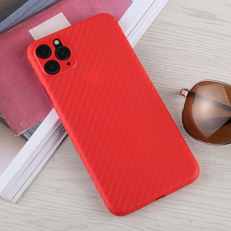

For iPhone 11 Pro Max Carbon Fiber Texture PP Protective Case (Red)