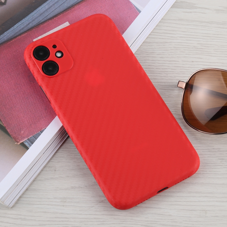 

For iPhone 11 Carbon Fiber Texture PP Protective Case (Red)